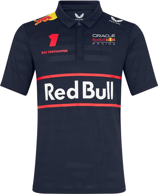 Red Bull Racing Mens Teamline Short Sleeve Polo Shirt Max Verstappen - Night Sky