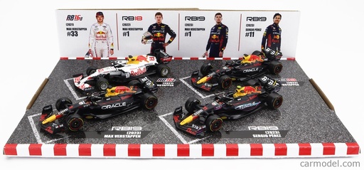 1:43 REDBULL F1 BOX 4 CARS:RB19#11 RB19#1MIAMI-RB18#1-RB16#33 TURKEY